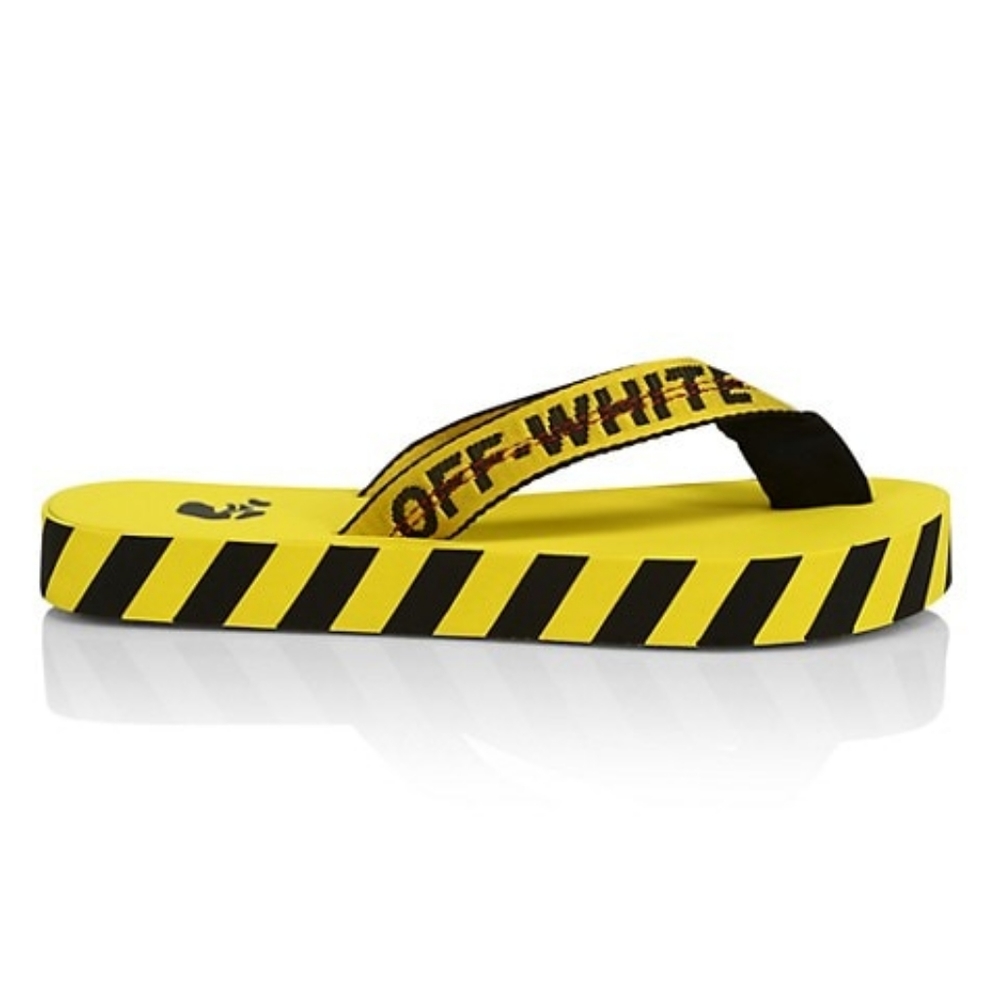Off-white yellow flip flops